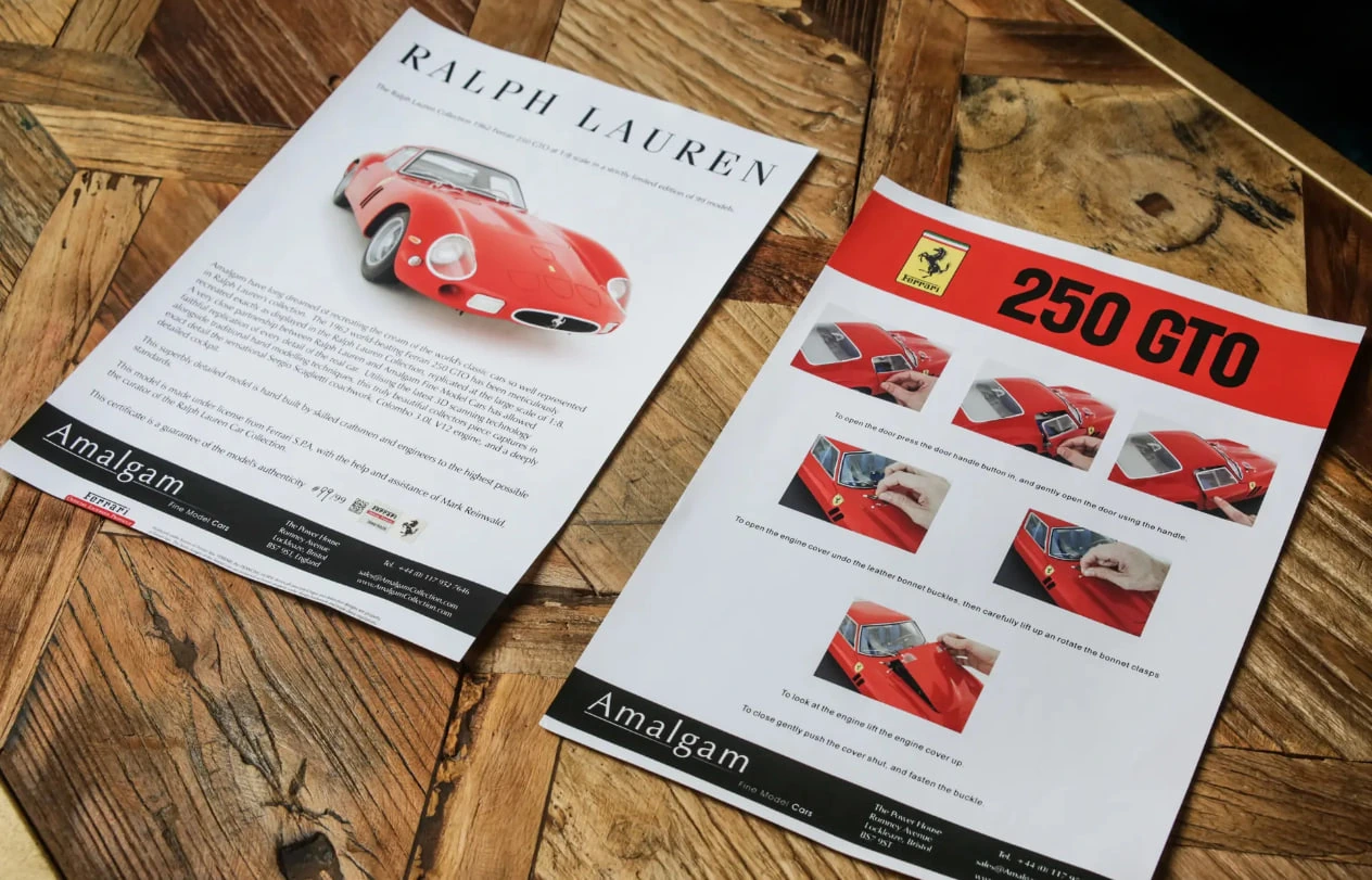 Ferrari 250 GTO 1:8 — Сертификат и инструкция